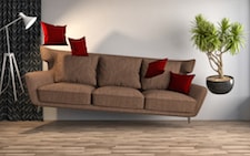 Empty couch in earthquake